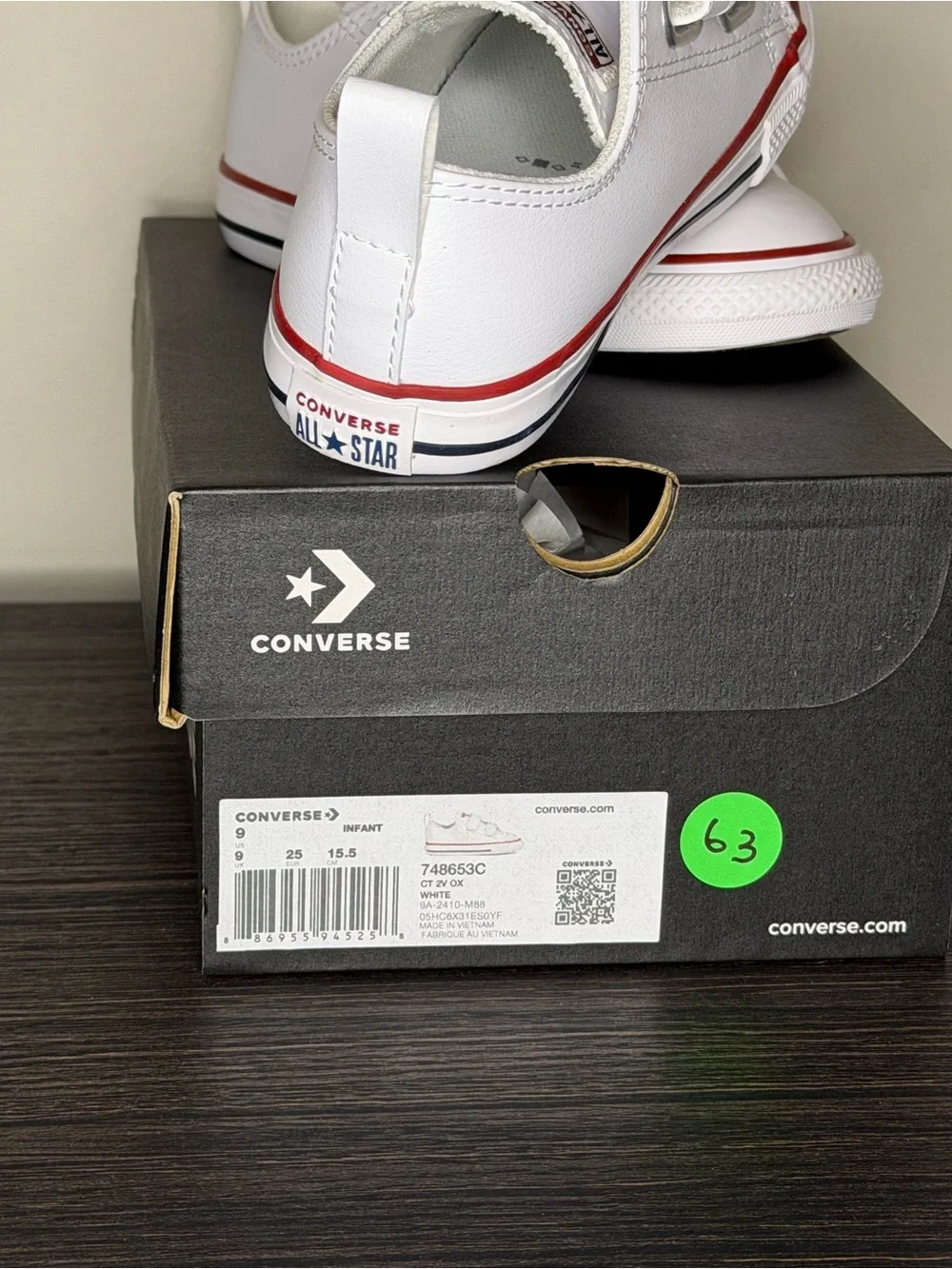 Converse Kids White Low-Top Sneakers with Red & Navy Stripe